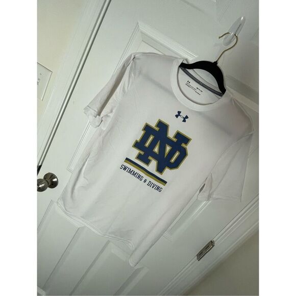 Under Armour Tops - Notre Dame swimming and diving white tshirt Under Armour small